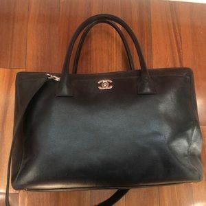 Chanel Black Cerf Tote Medium Bag